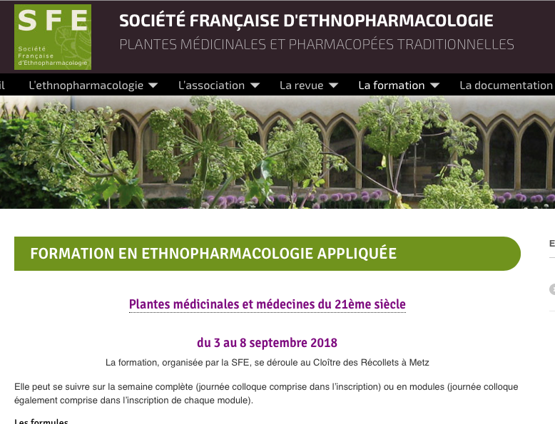 FORMATION EN ETHNOPHARMACOLOGIE APPLIQUÉE FORMATION EN ETHNOPHARMACOLOGIE APPLIQUÉE